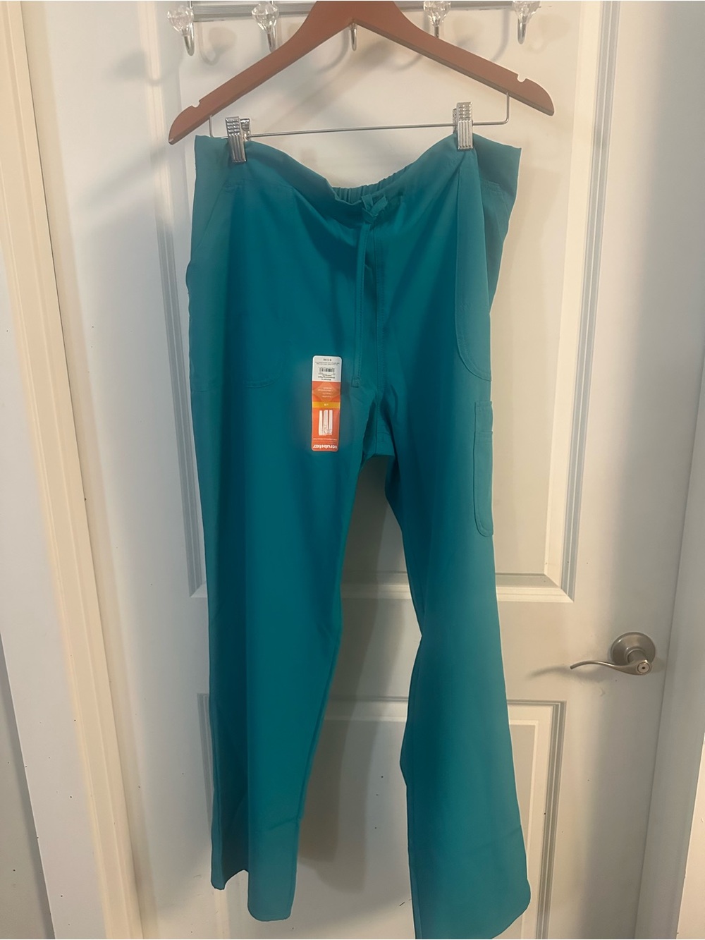 Teal Straight-Leg Scrub Pants